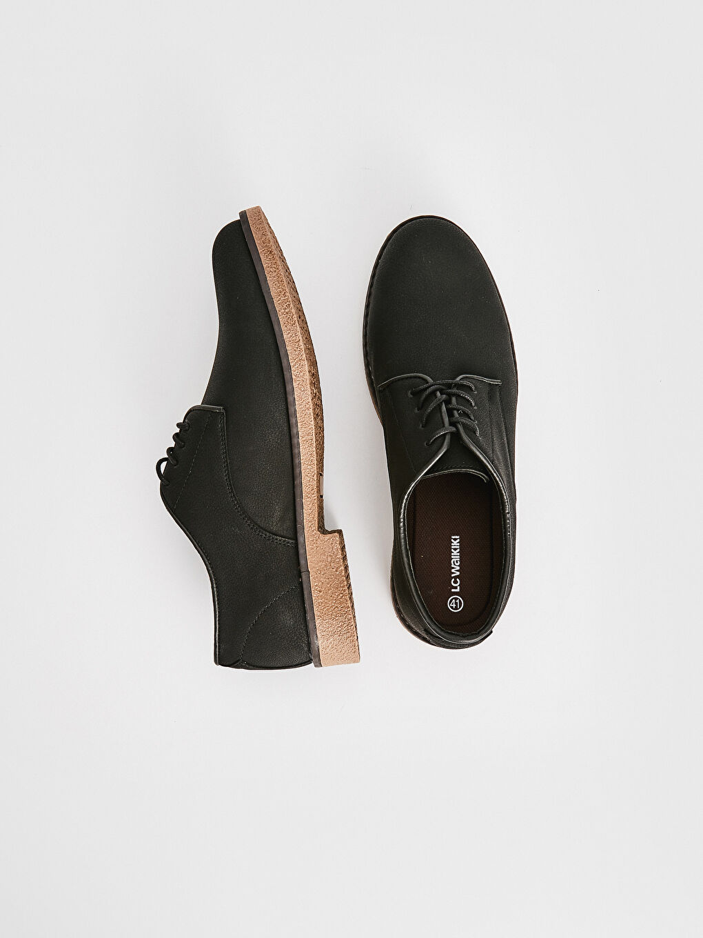 Siyah Erkek Süet Görünümlü Bağcıklı Ayakkabı-4