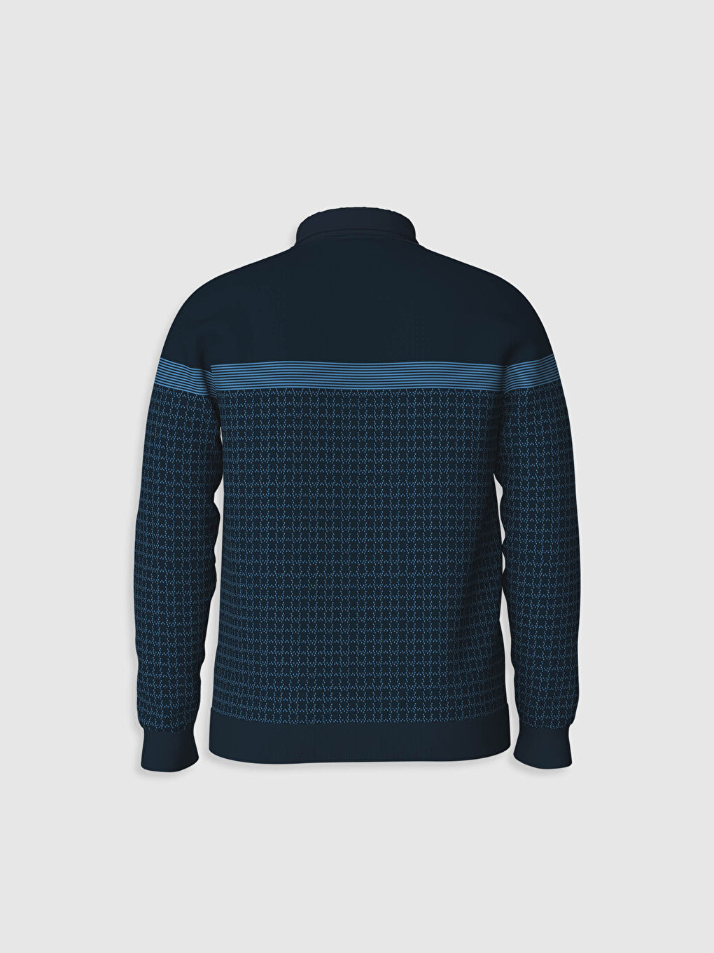 Polo Neck Figured Long Sleeve Sweatshirt-2