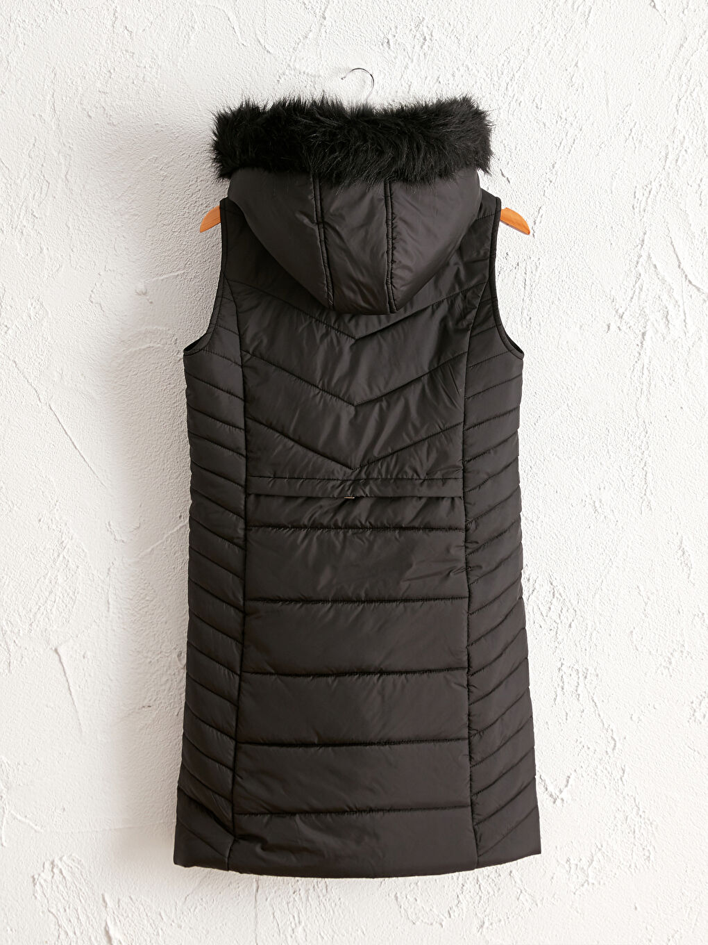 Long Puffer Vest with Hood-1