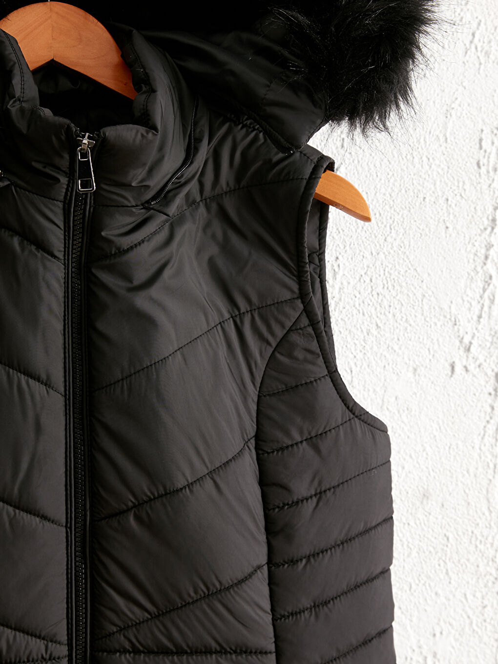 Long Puffer Vest with Hood-2