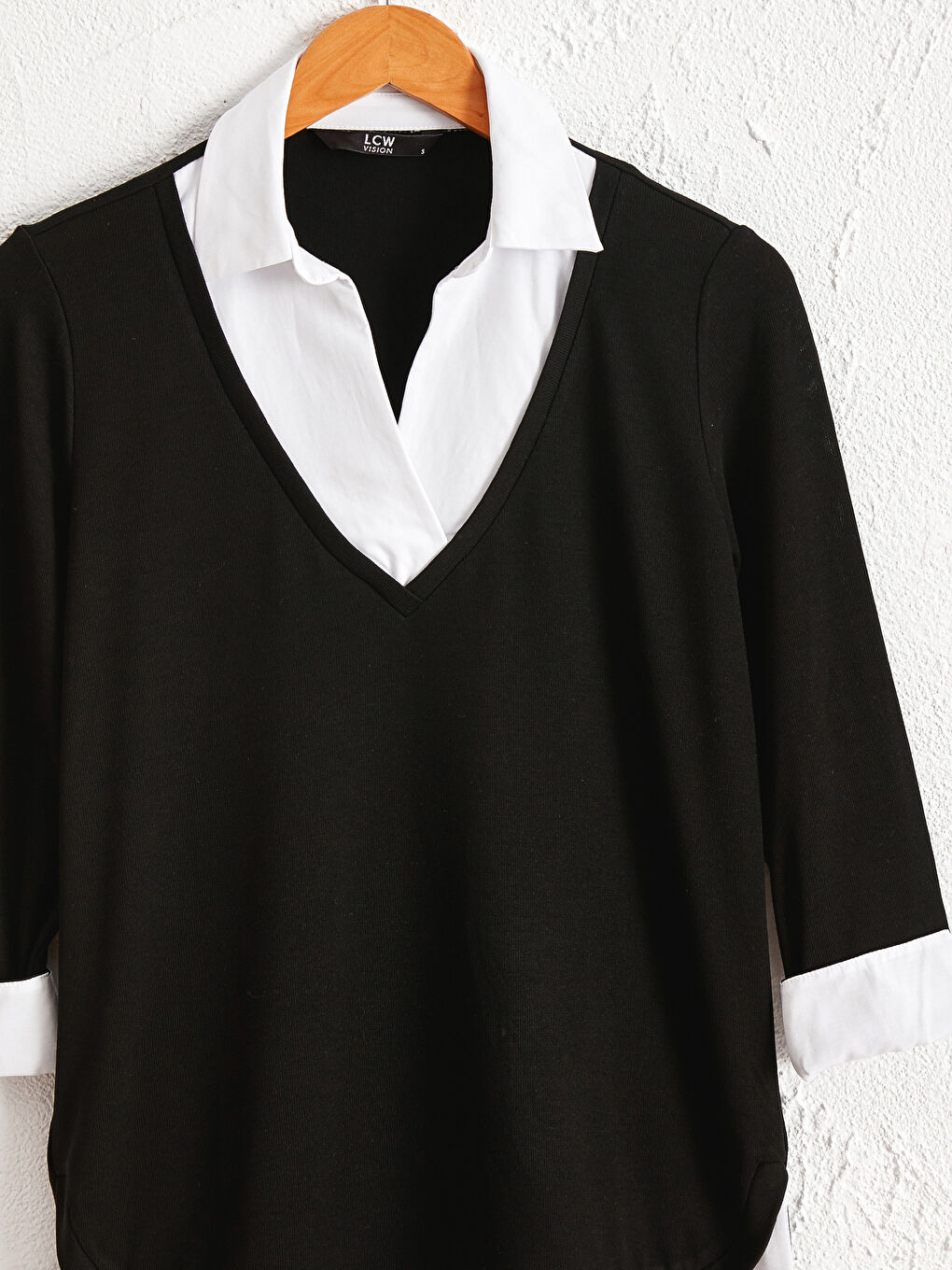 Shirt Collar Color Block Women's T-Shirt-2