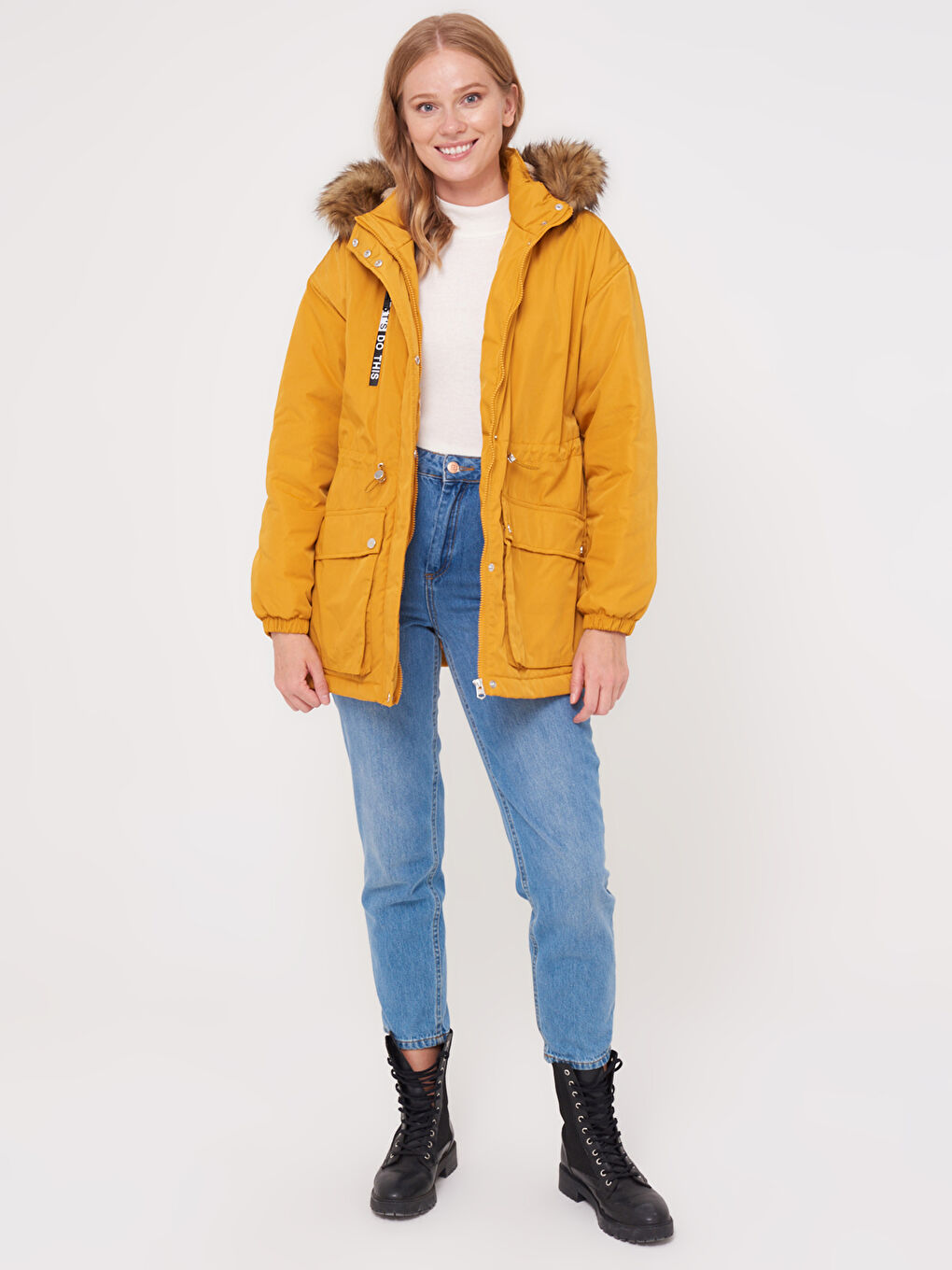 بالطو كم طويل بكابوش للسيدات-4