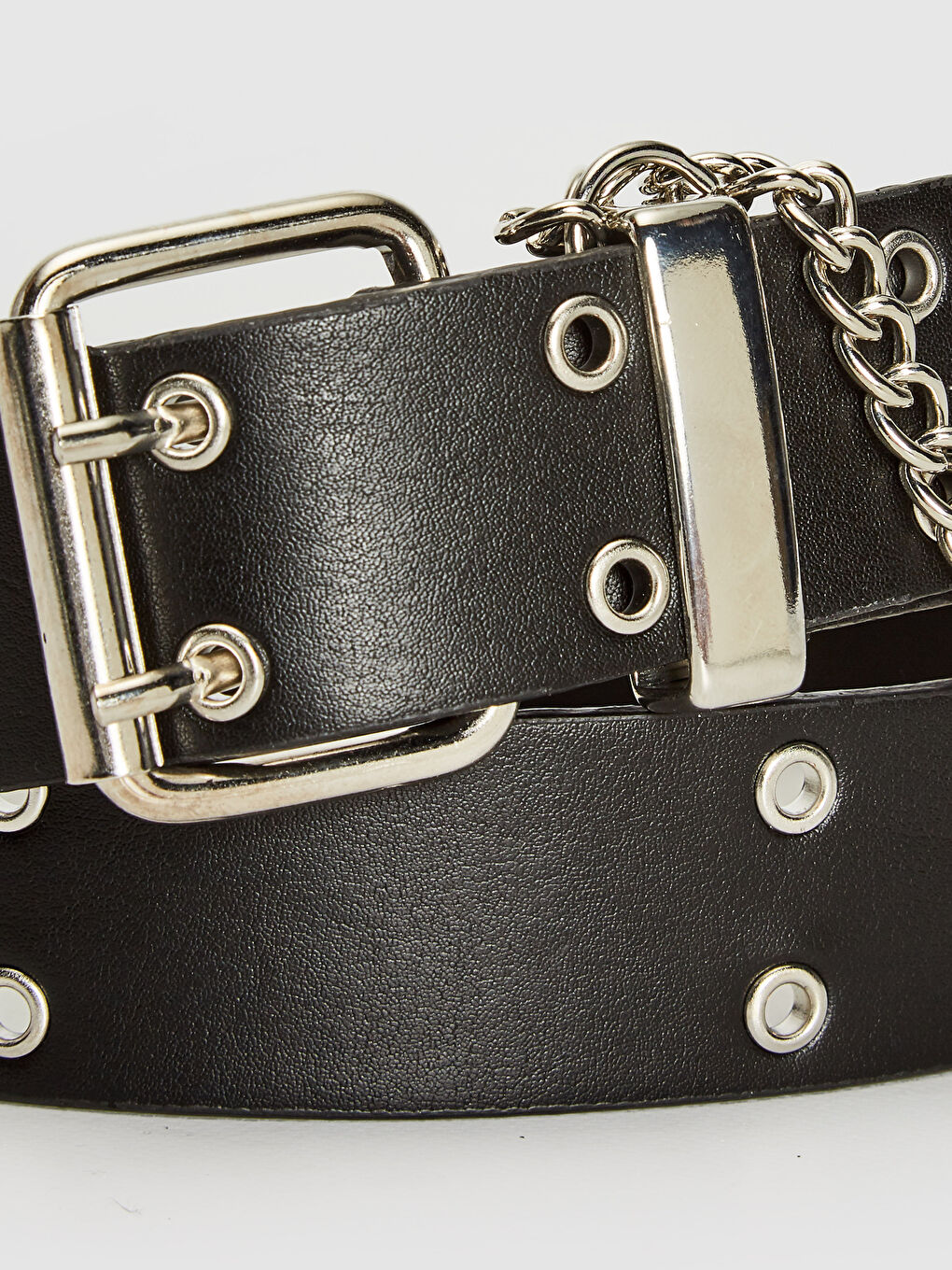 Siyah Metal Tokalı Kuş Gözü Kemer-1