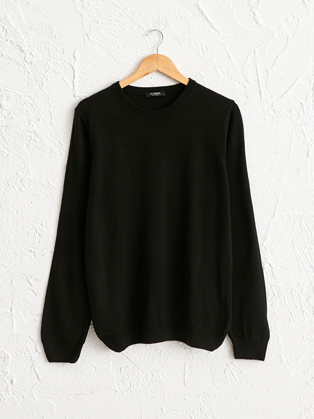 Siyah Bisiklet Yaka Basic Triko Kazak