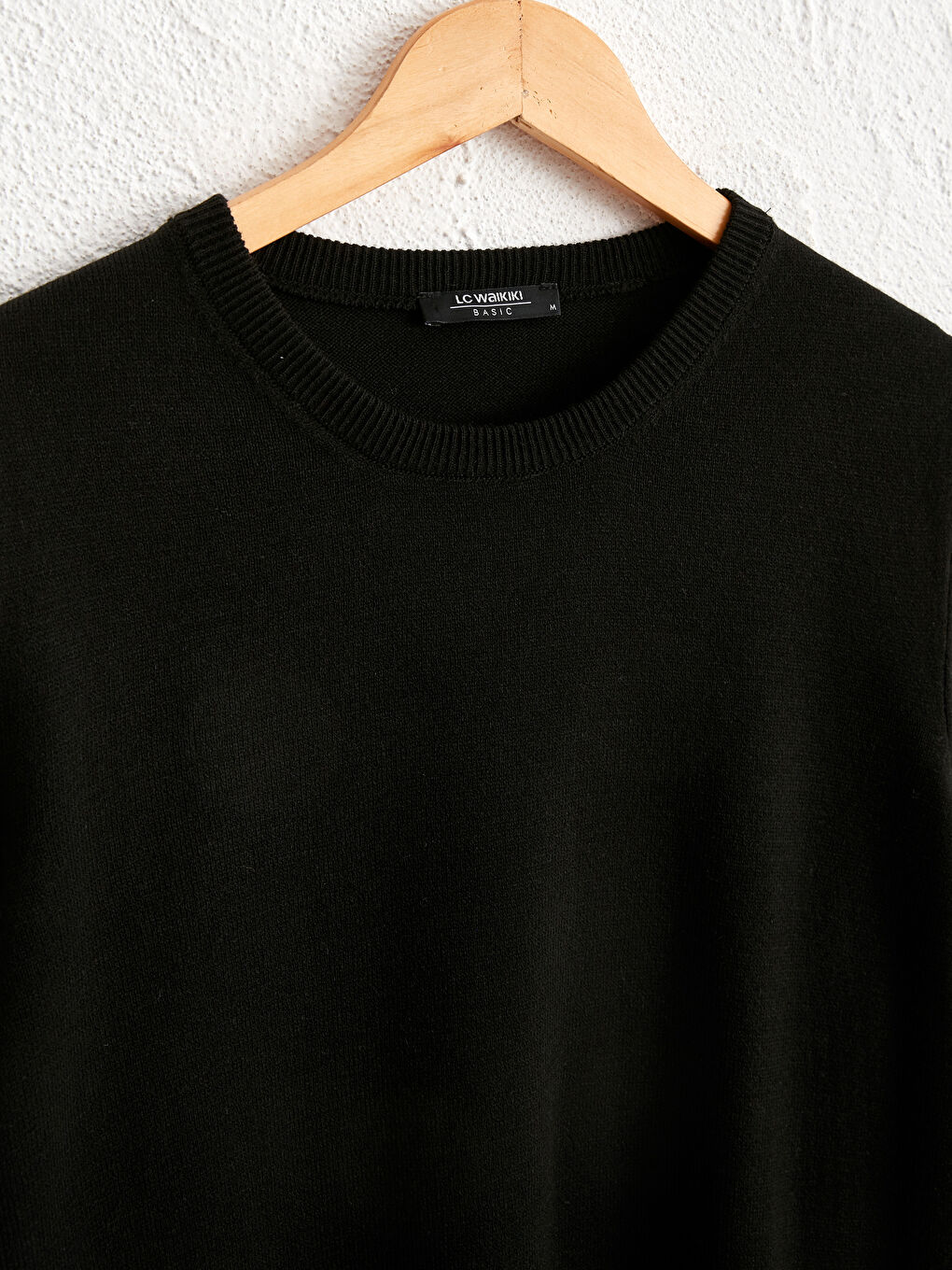 Siyah Bisiklet Yaka Basic Triko Kazak-1