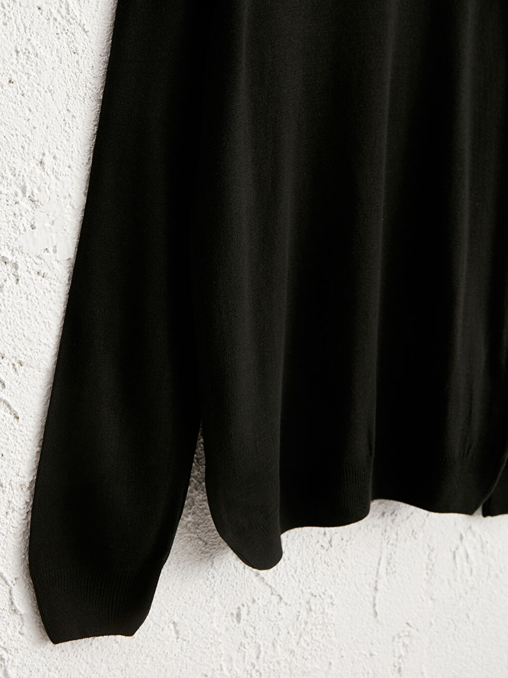 Siyah Bisiklet Yaka Basic Triko Kazak-3