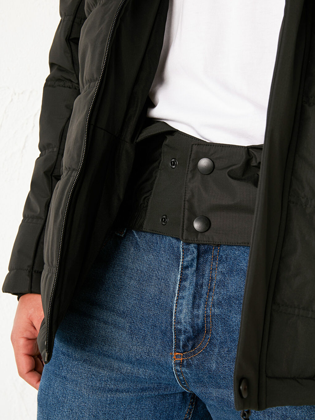 Antrasit Kapüşonlu Dik Yaka Mont-4