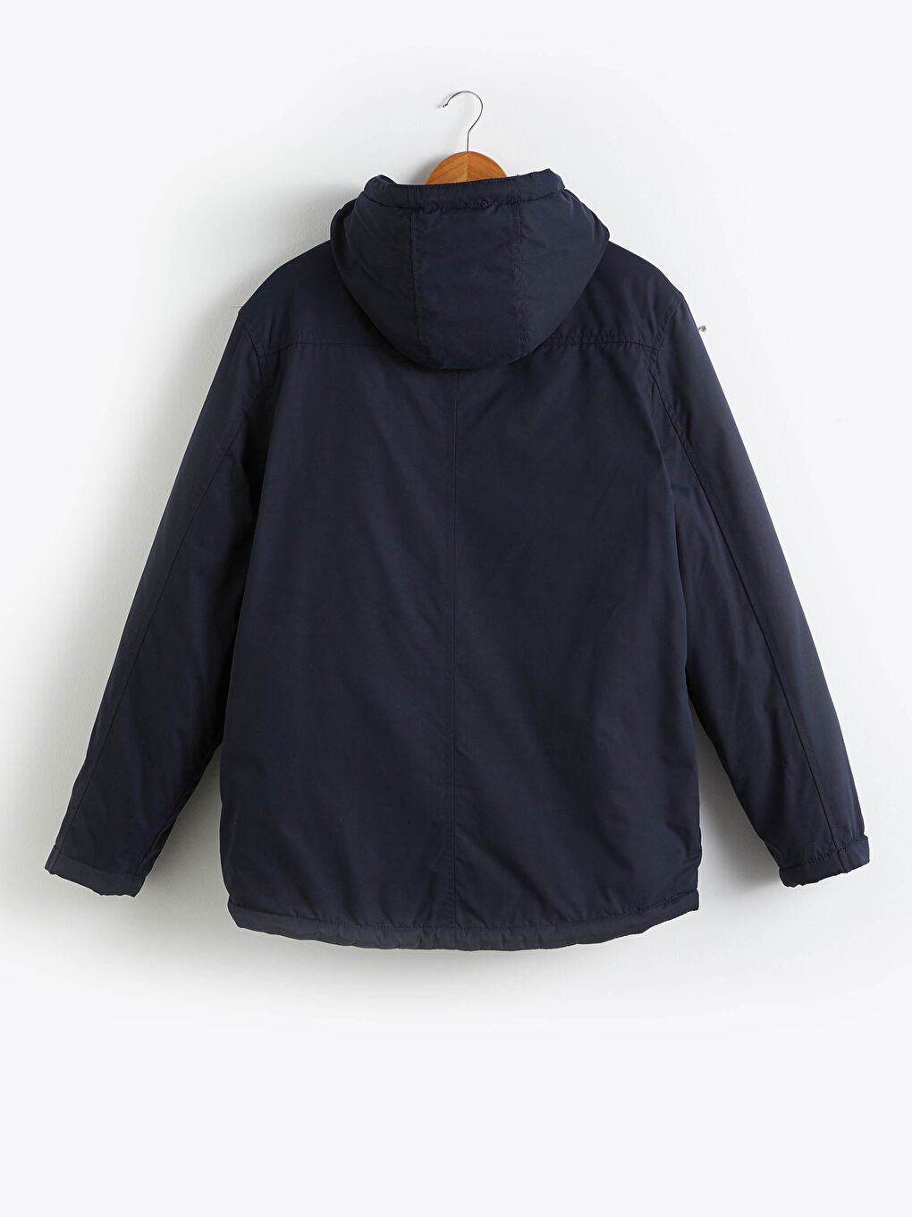 Regulär Geschnittener Dicker Kurzer Mantel mit Kapuze-1