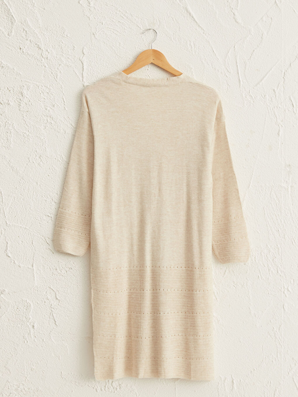 Bej V Yaka Kadın Triko Hırka-2