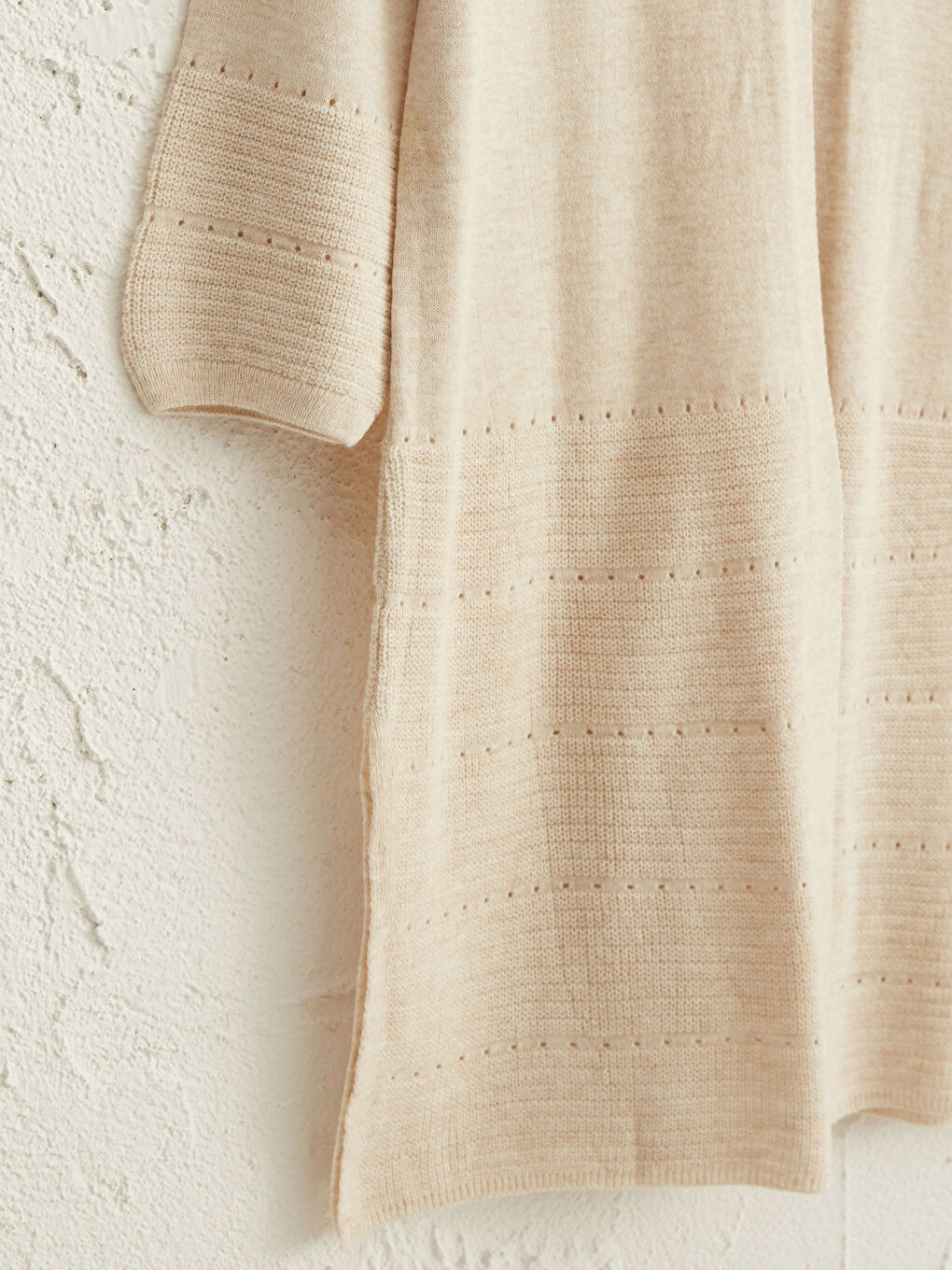 Bej V Yaka Kadın Triko Hırka-3