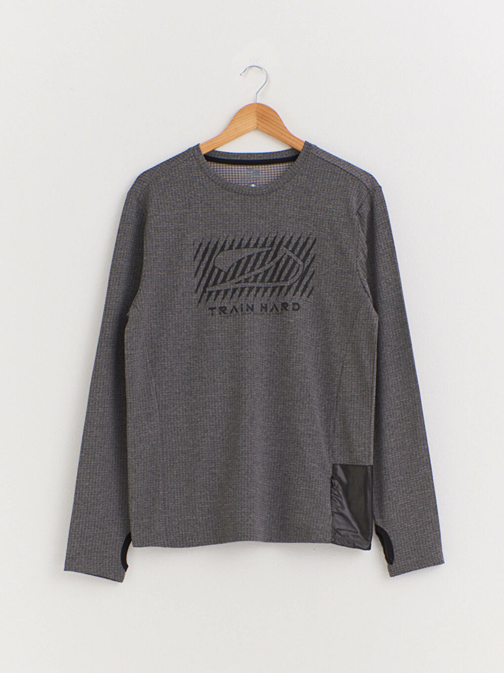 Crew Neck Printed Long Sleeve Active Sport T-Shirt