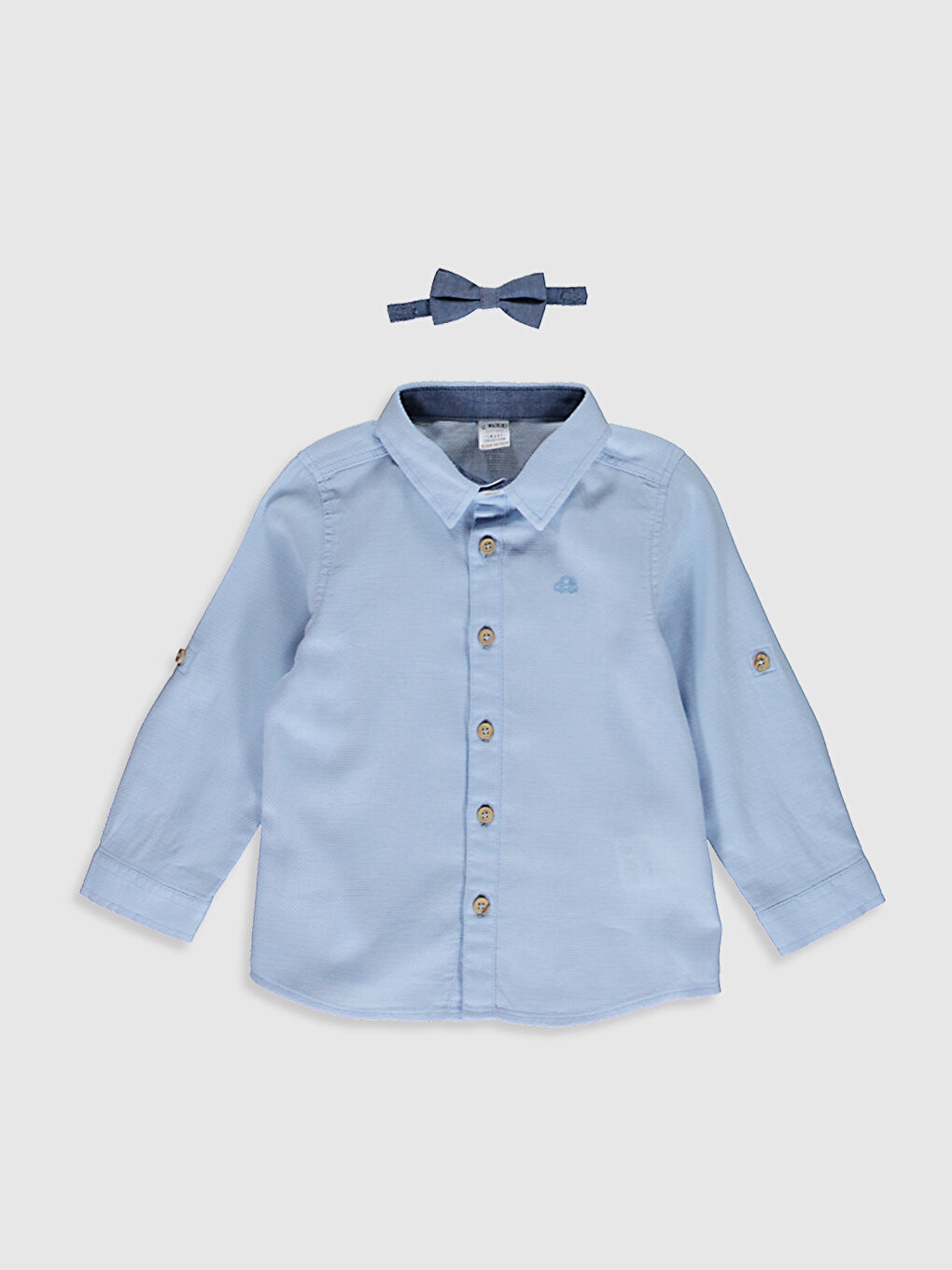 Mavi Erkek Bebek Gömlek ve Papyon-1