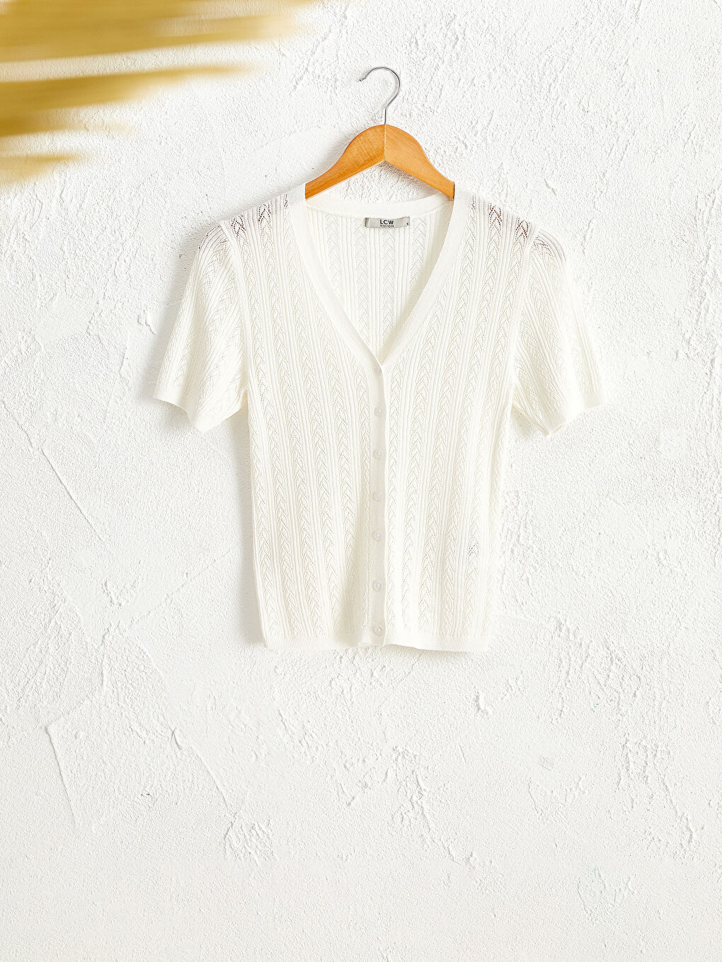 Self-Patterned Lightweight Tricot Cardigan