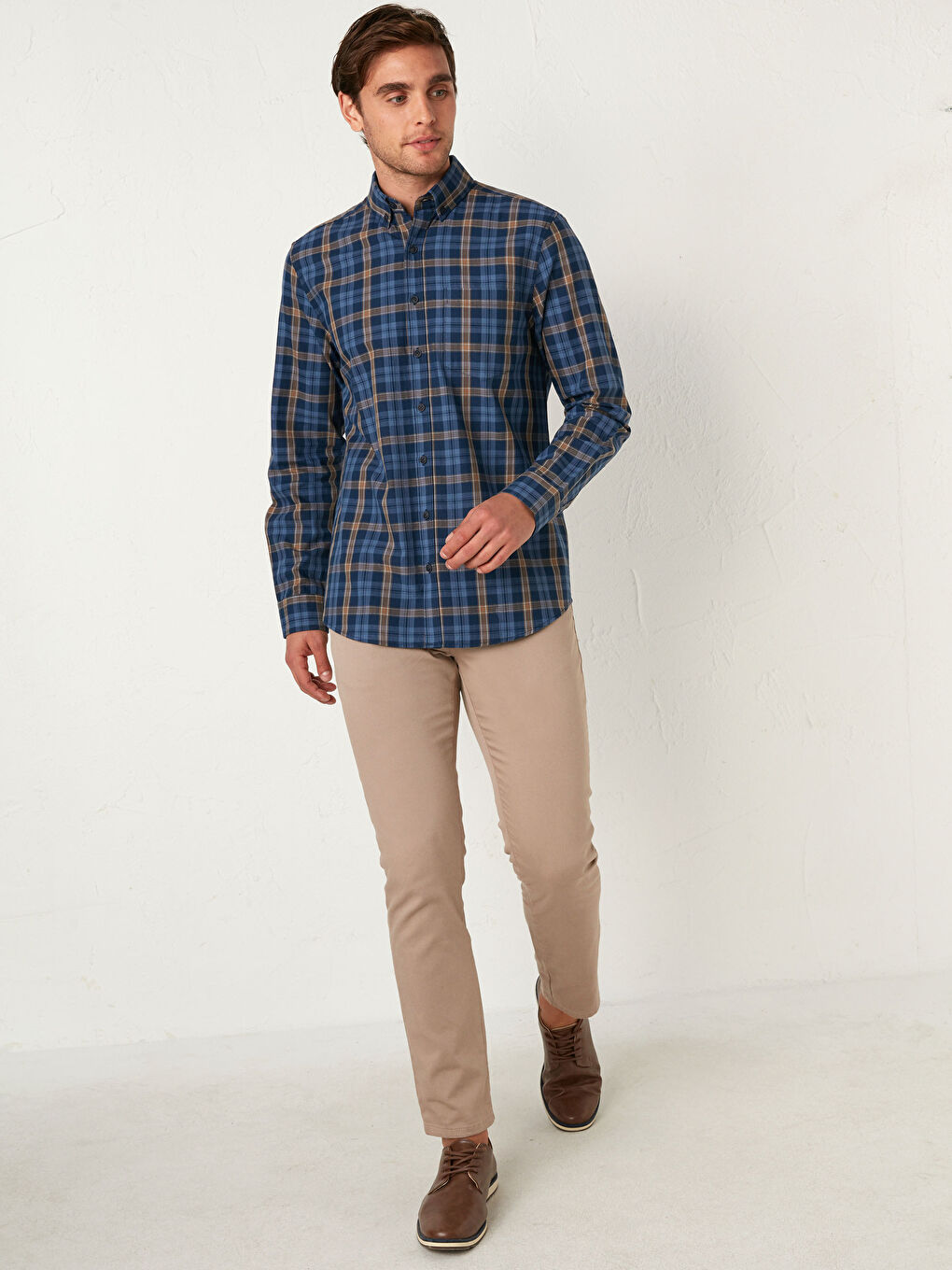 قميص بأكمام طويلة بقصة عادية-1