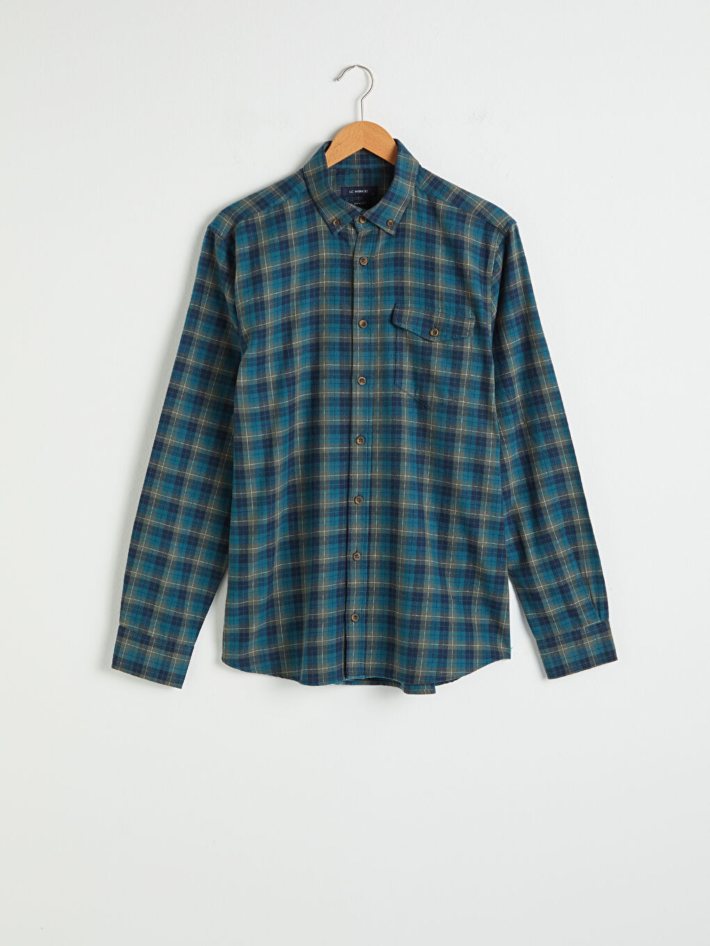 Yeşil Regular Fit Uzun Kollu Ekose Gabardin Gömlek-4