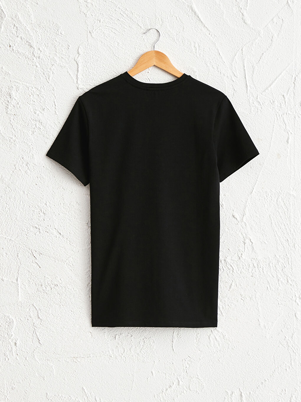 Siyah Bisiklet Yaka Baskılı Aktif Sport Tişört-1