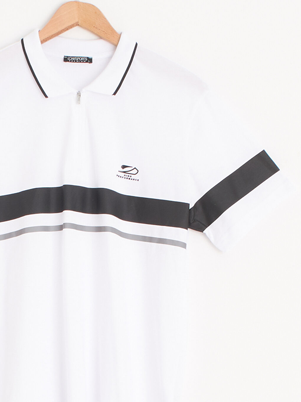 Beyaz Polo Yaka Kısa Kollu Penye Tişört-2