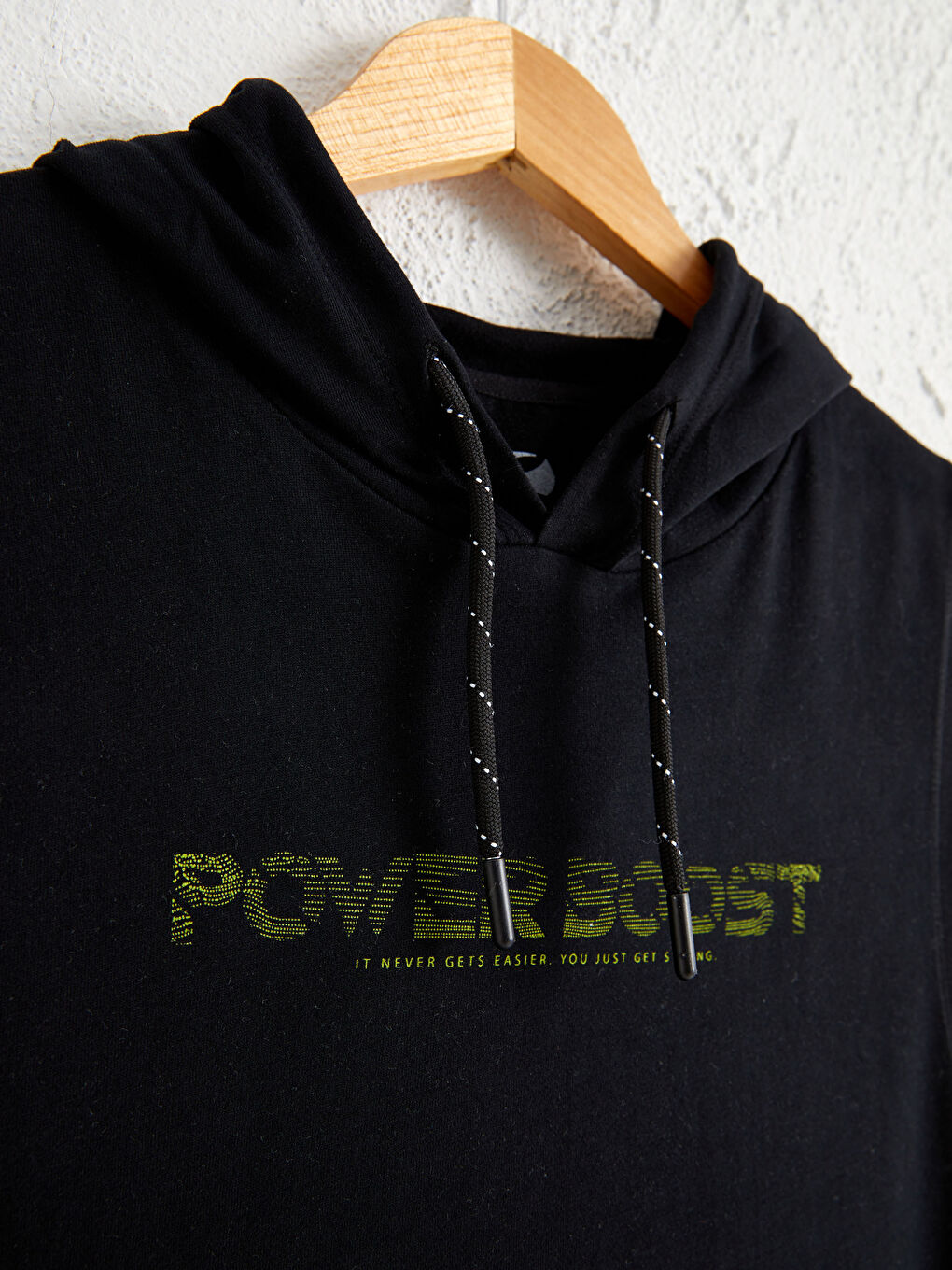 Siyah Standart Kalıp Kapüşonlu Erkek Kolsuz Tişört-1