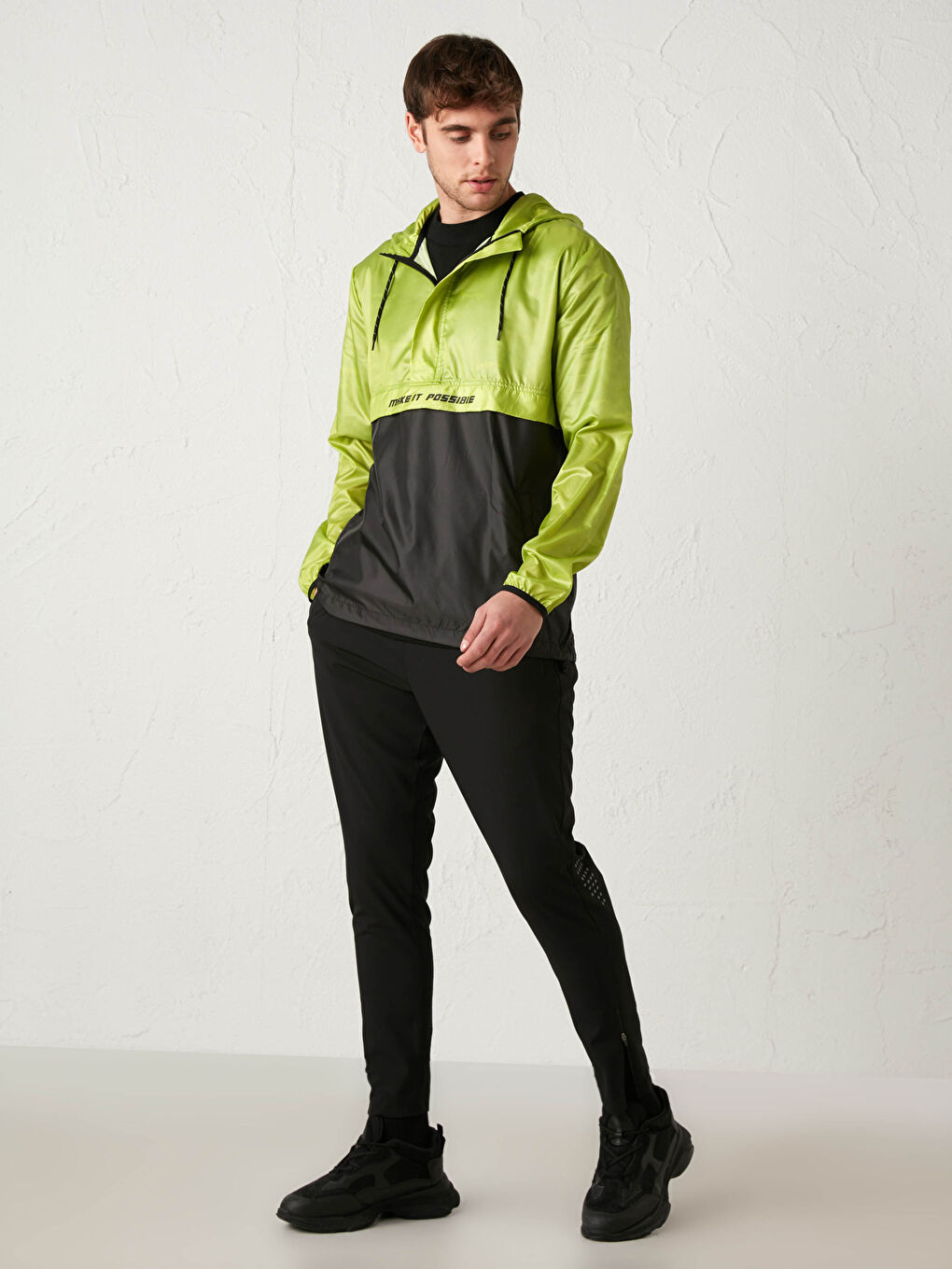 Sweat à capuche sportif en tissu scuba à fermeture éclair-1