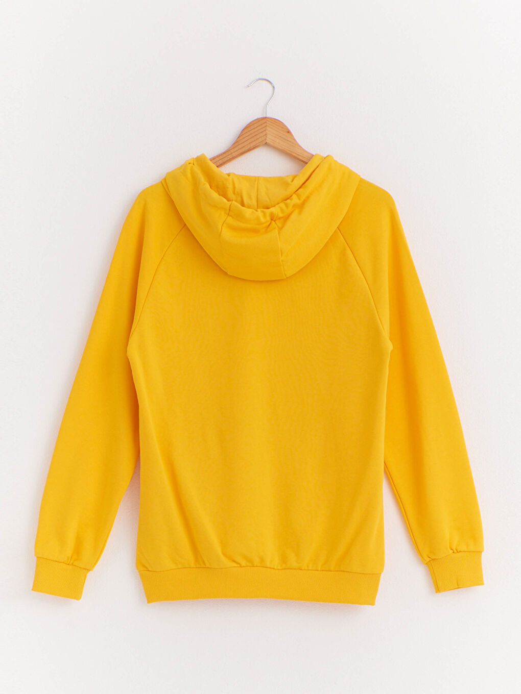 Sarı Uzun Kollu Baskılı Erkek Hoodie-1