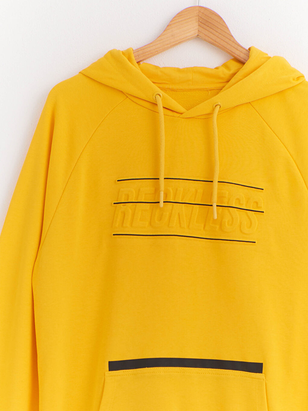 Sarı Uzun Kollu Baskılı Erkek Hoodie-2