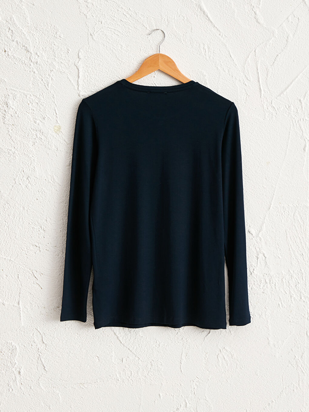 Lacivert Aplike Baskılı Viskon Tişört-1