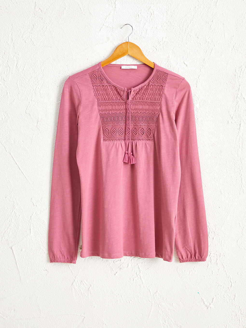 Lacy Collar Jean Cotton T-Shirt