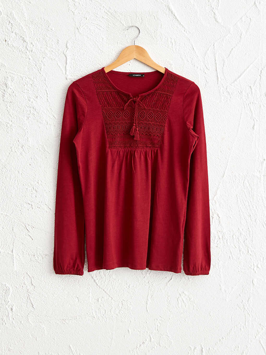 LCW Grace Lacy Collar Jean Cotton T-Shirt -0WAB09Z8-HJE