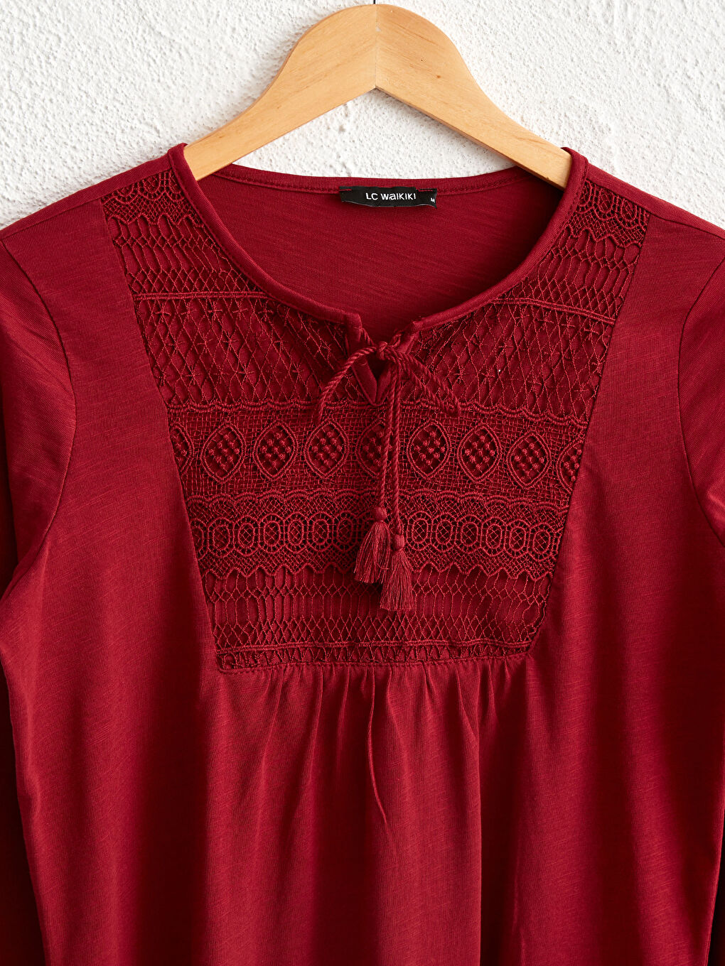 LCW Grace Lacy Collar Jean Cotton T-Shirt -0WAB09Z8-HJE