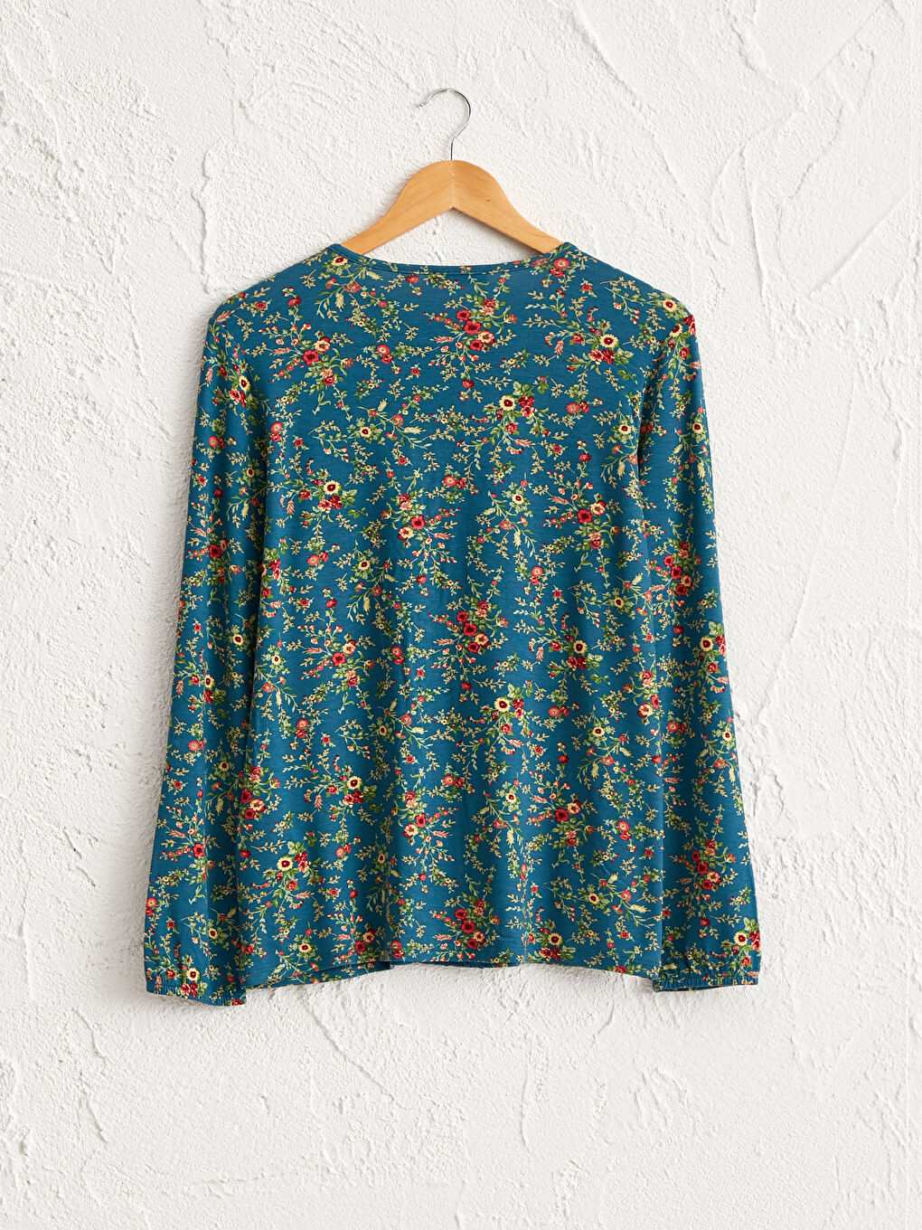 Lace Detailed Figured Viscose T-Shirt-1