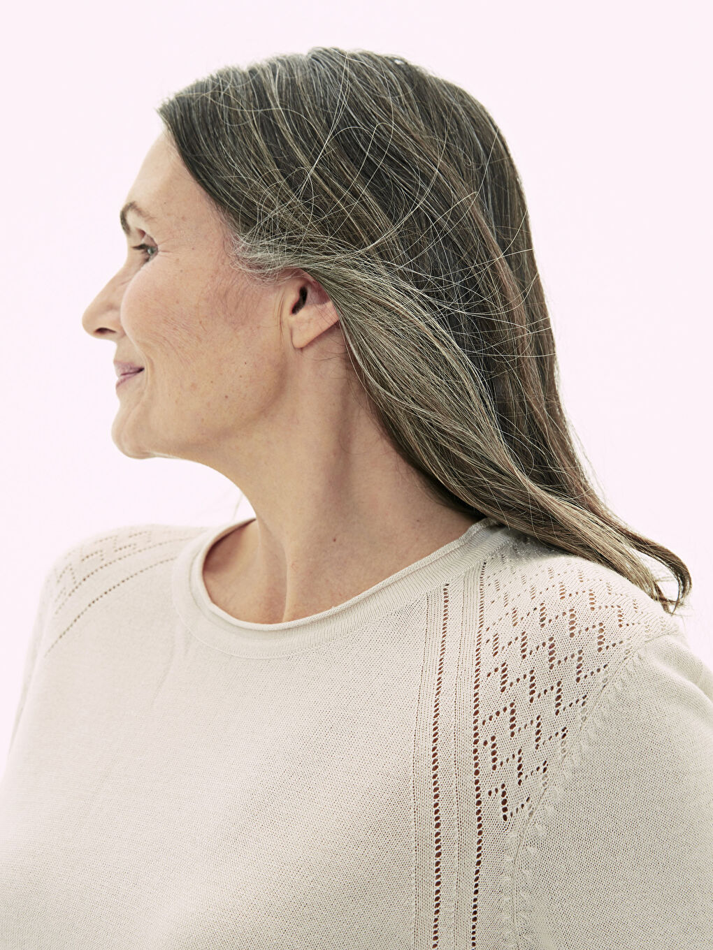 Bej Bisiklet Yaka Uzun Kollu Kadın İnce Triko Kazak-2