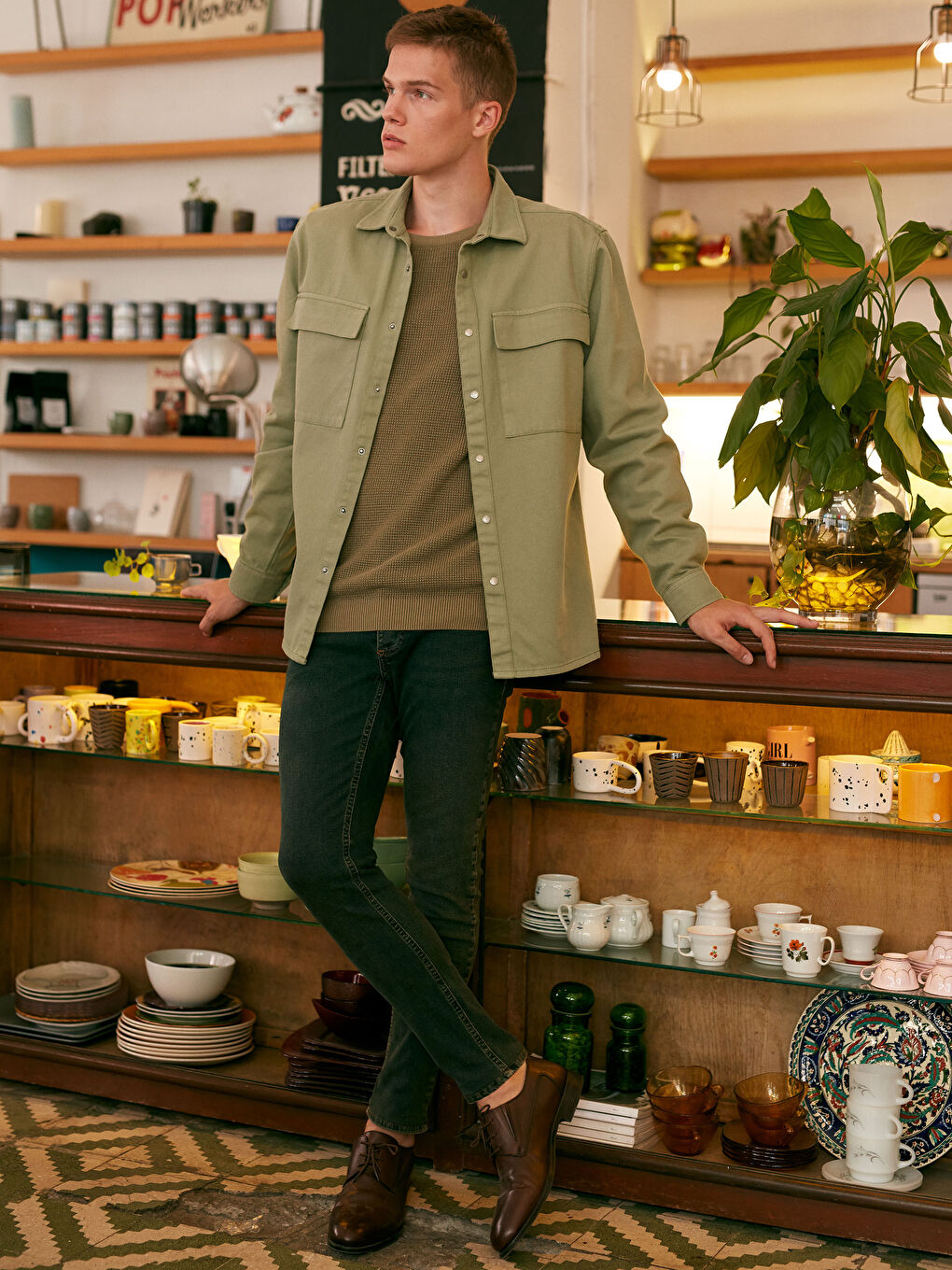 Chemise Gabardine Manches Longues Coupe Régulière-1