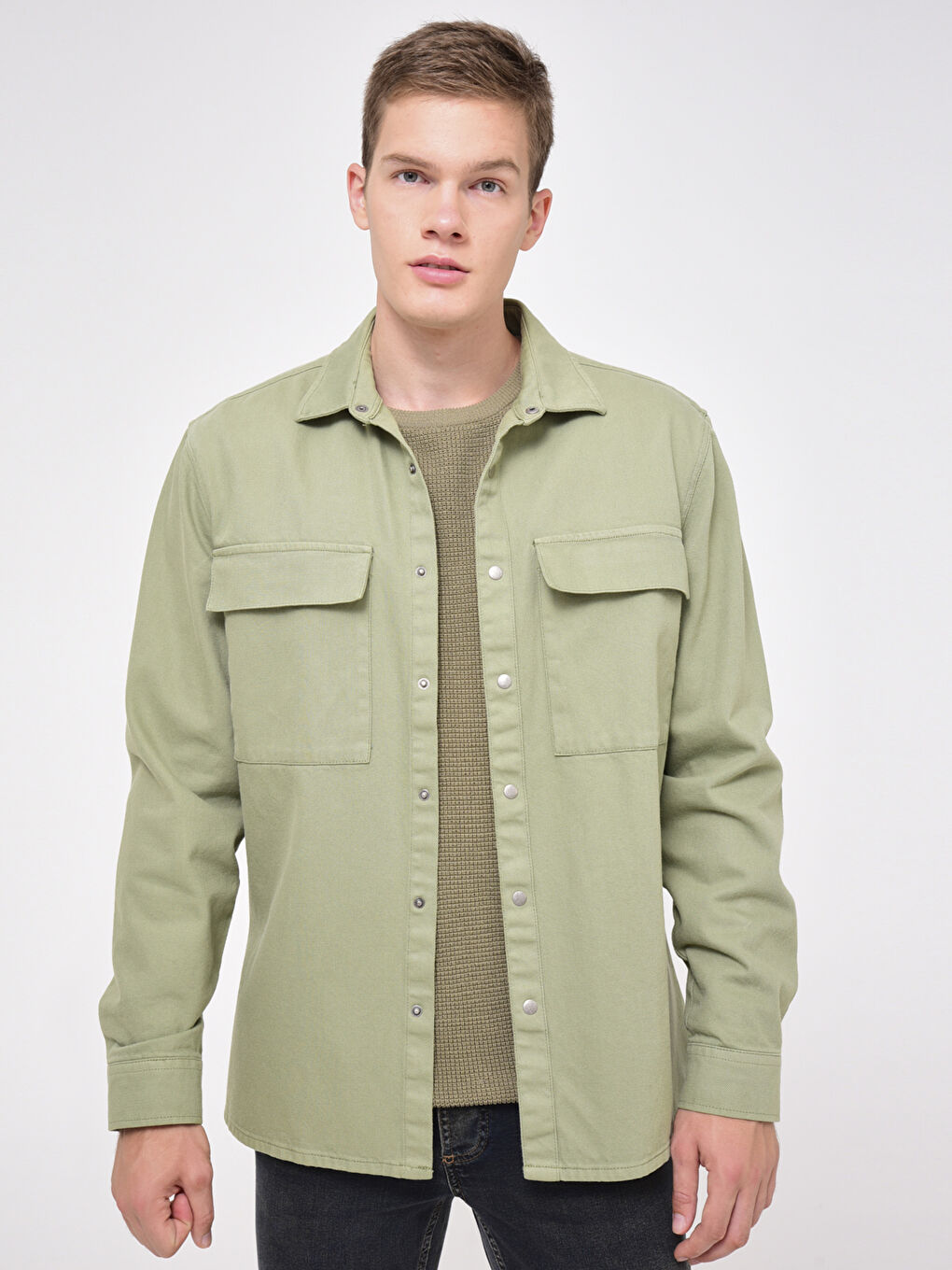 Chemise Gabardine Manches Longues Coupe Régulière-2