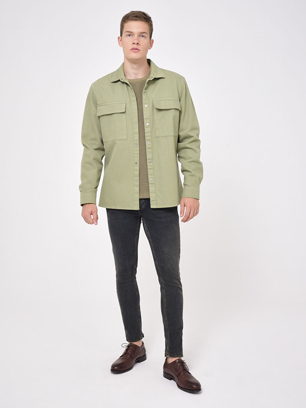 Chemise Gabardine Manches Longues Coupe Régulière-3