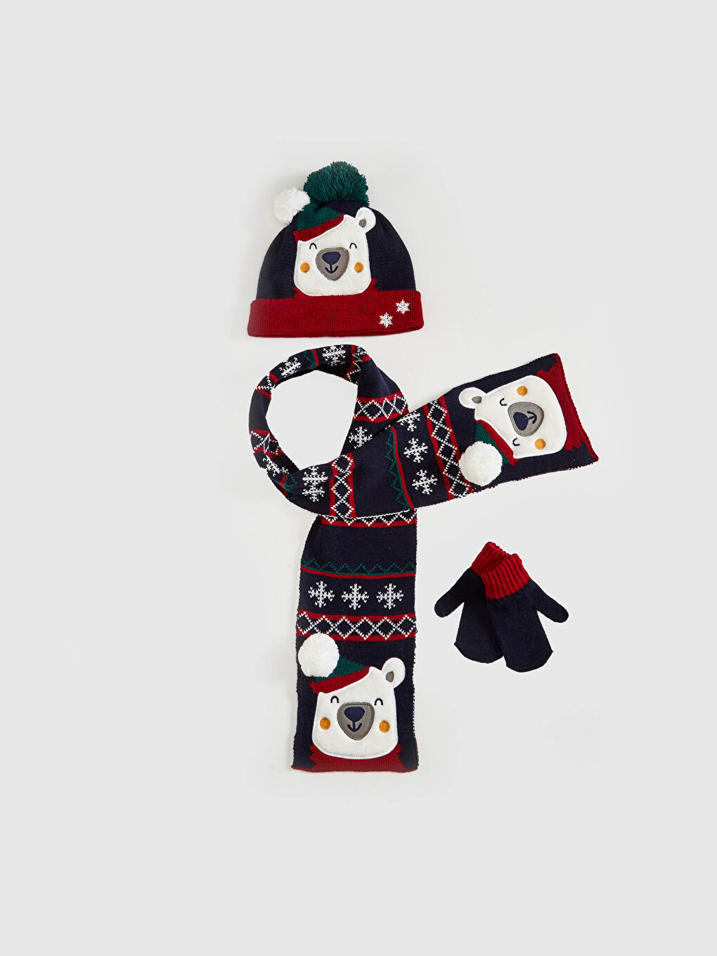 Lacivert Erkek Çocuk Atkı, Bere ve Eldiven