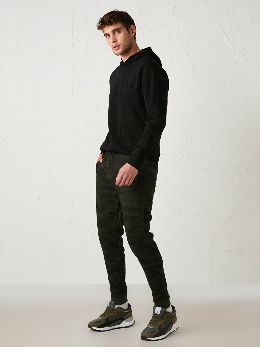 Slim Fit Camo-Figured Jogger Sweatpants