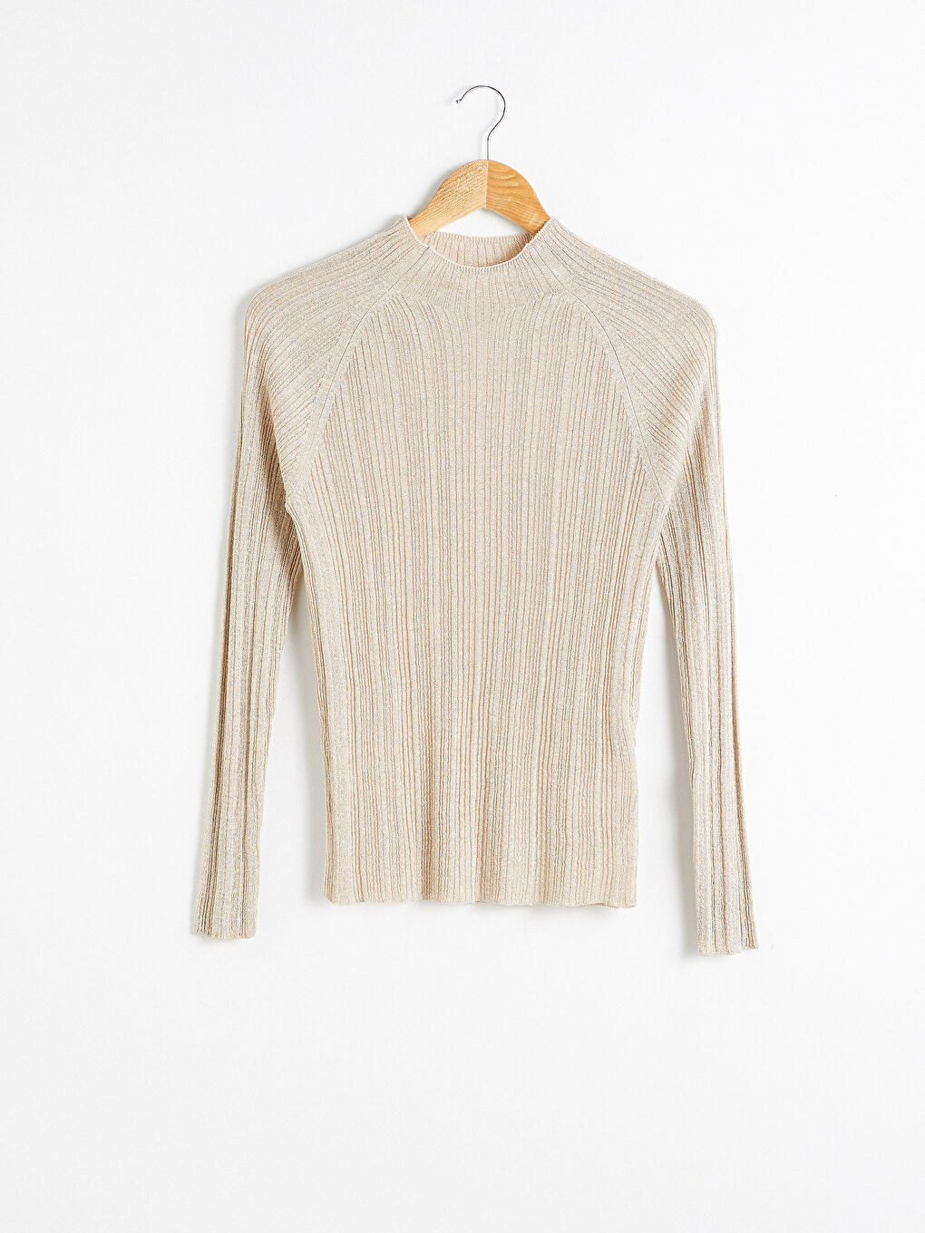 Bej Balıkçı Yaka İnce Triko Kazak-5