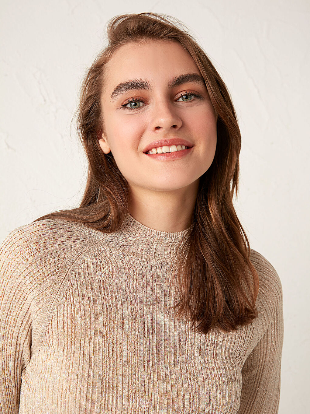 Bej Balıkçı Yaka İnce Triko Kazak-3