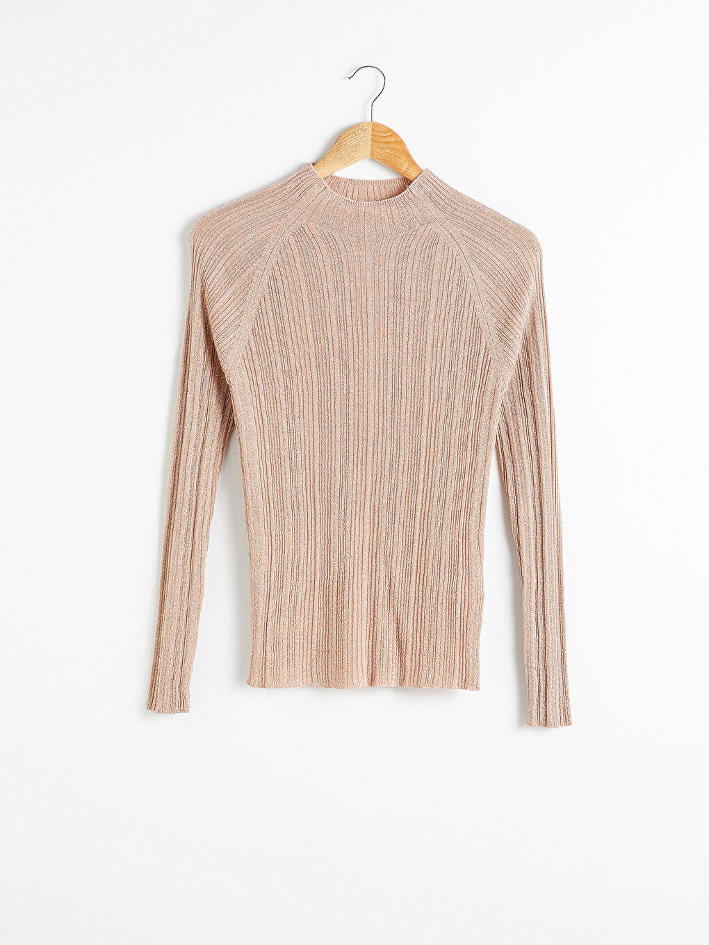 Pembe Balıkçı Yaka İnce Triko Kazak-5