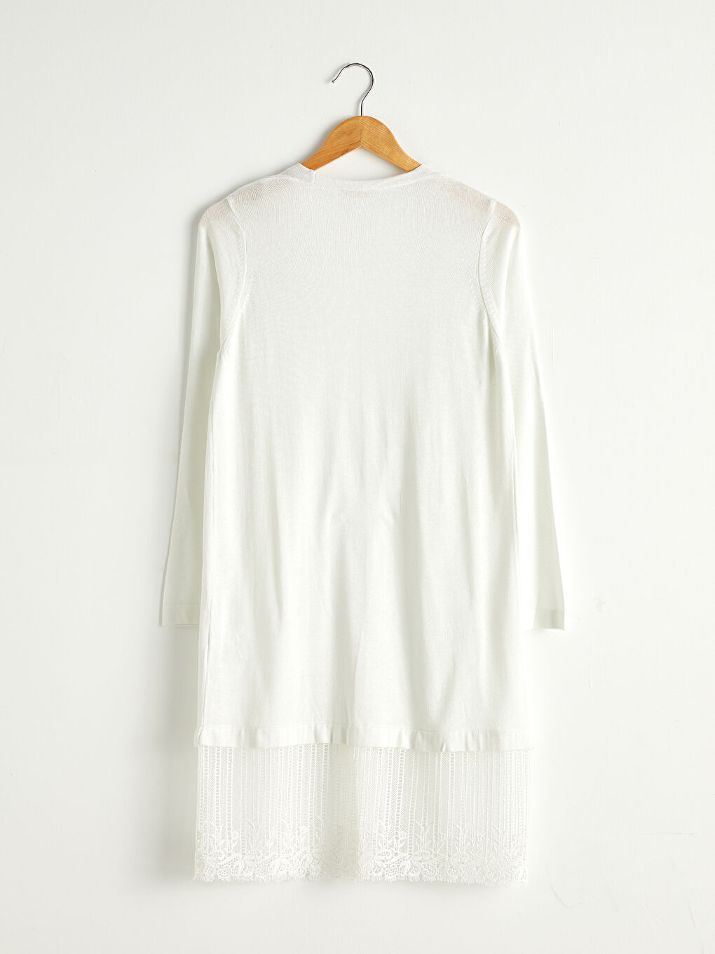 Тонкий кардиган с кружевной отделкой-1