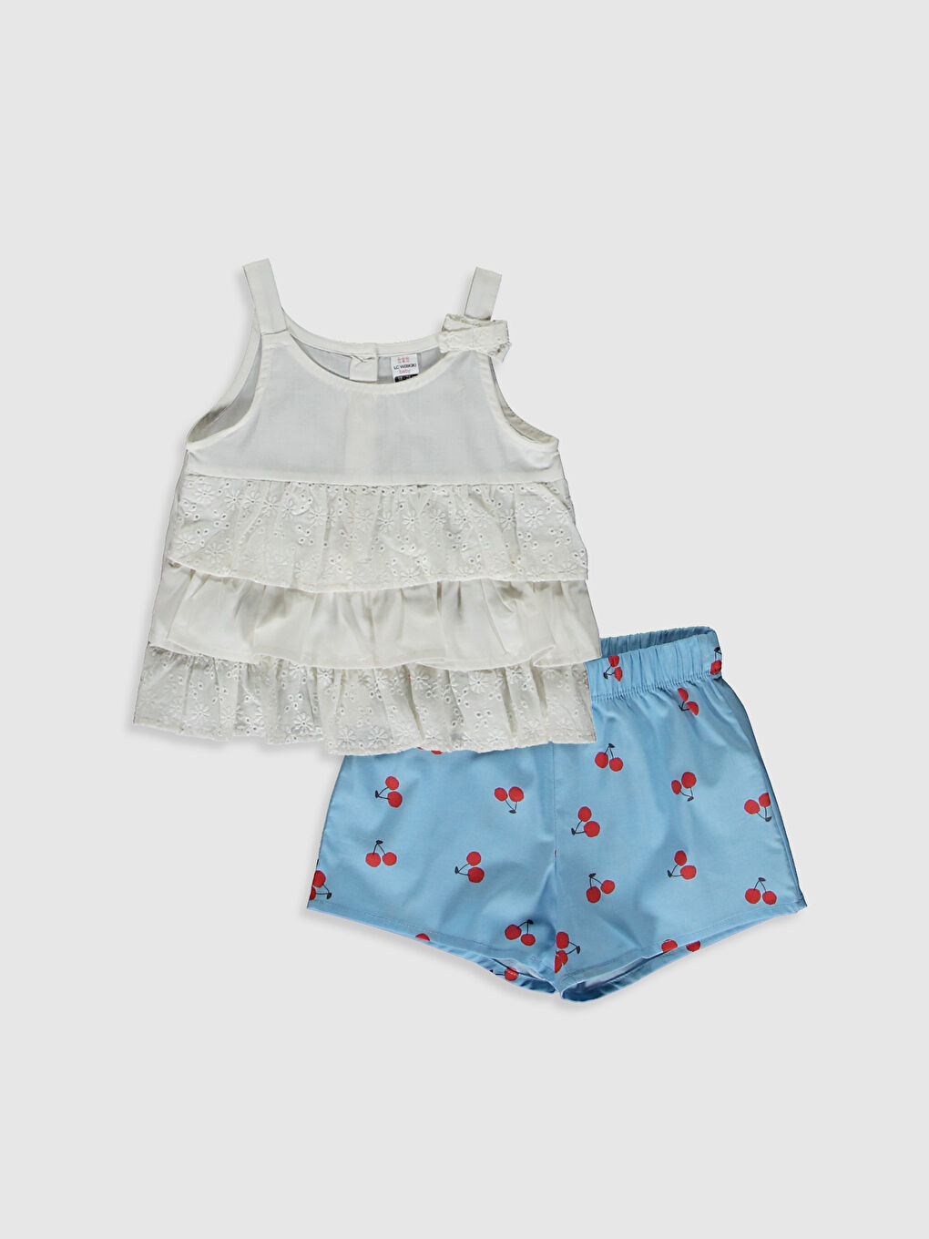 Ekru Kız Bebek Bluz ve Şort Takım