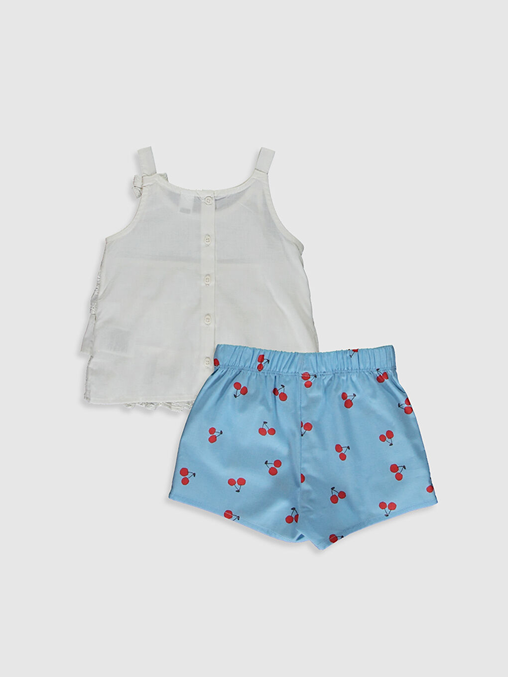 Ekru Kız Bebek Bluz ve Şort Takım-1