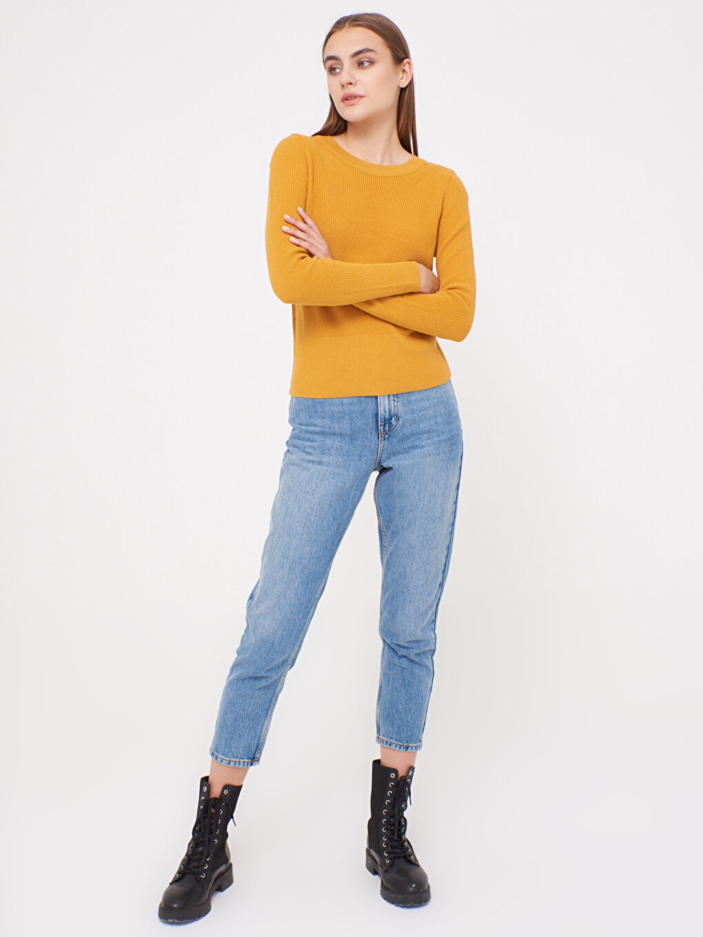 Žena ŽUTA Džemper -4