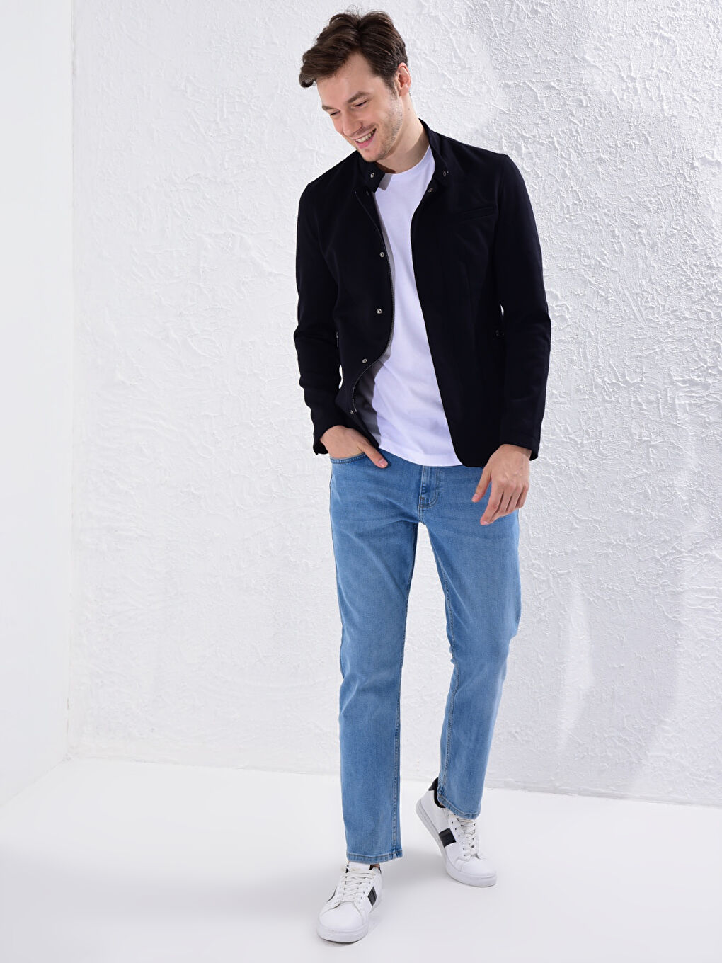 Lacivert Slim Fit Hakim Yaka Ceket-2