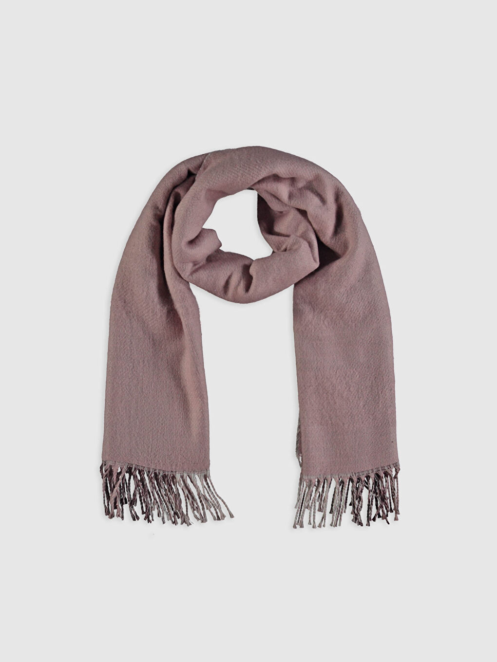 Lila Ekoseli Buklet Saçaklı Atkı-1