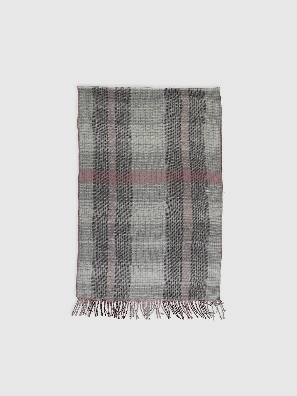 Lila Ekoseli Buklet Saçaklı Atkı-2