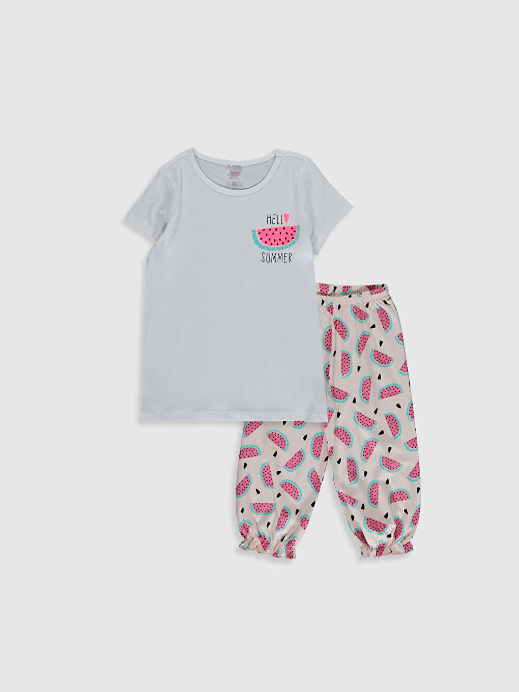 Қыздарға арналған принтті мақта пижама жинағы