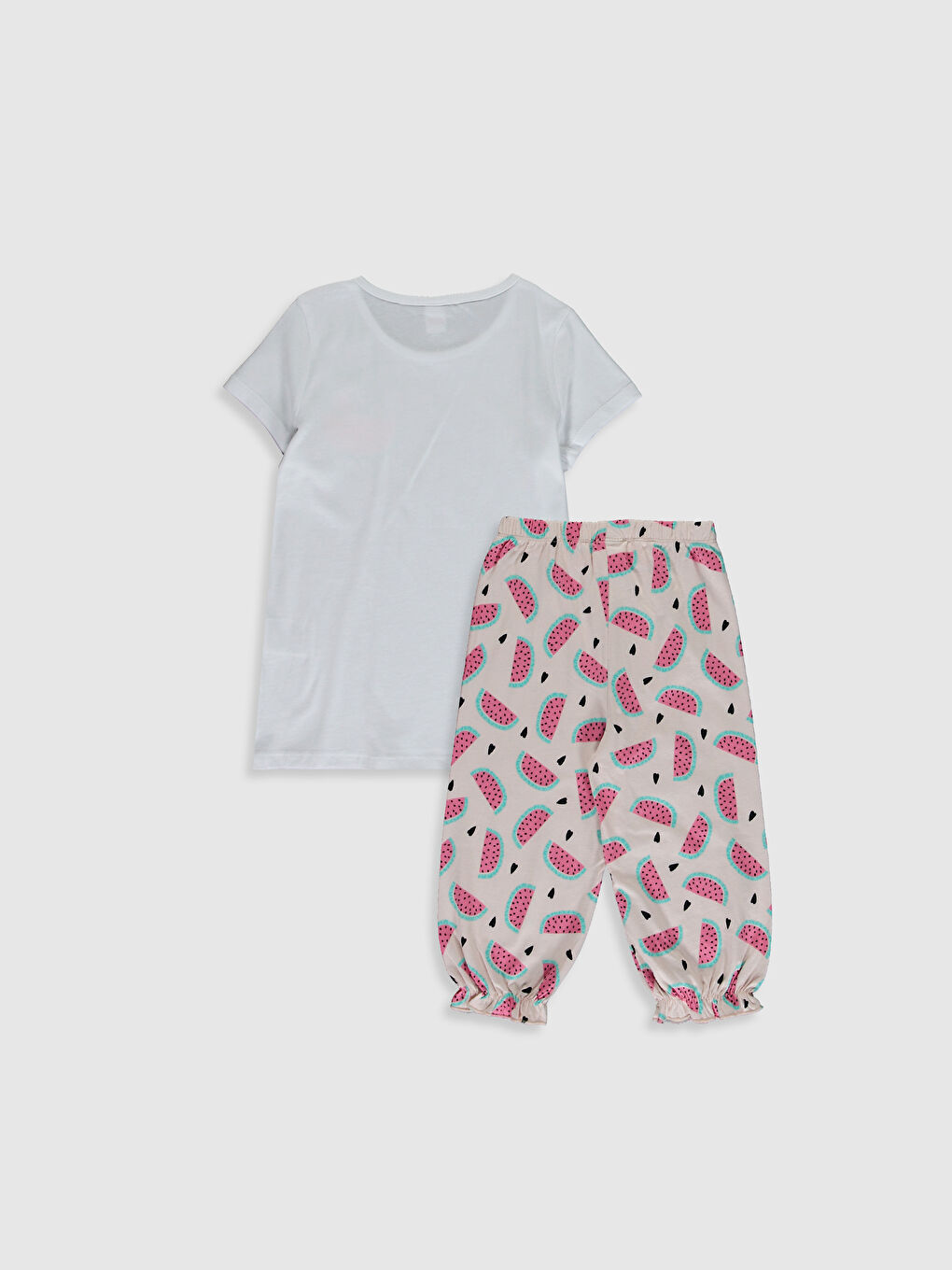 Қыздарға арналған принтті мақта пижама жинағы-1