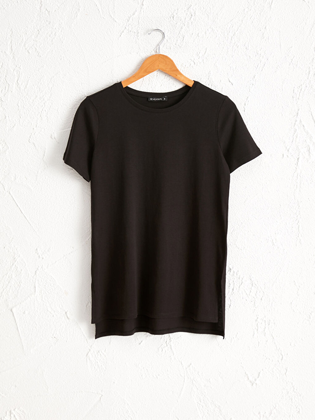 Siyah Bisiklet Yaka Pamuklu Basic Tişört