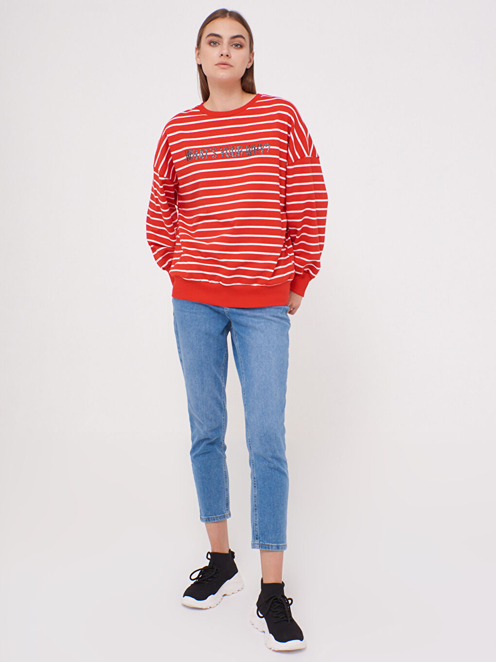 سويت شيرت مخطط للسيدات-2